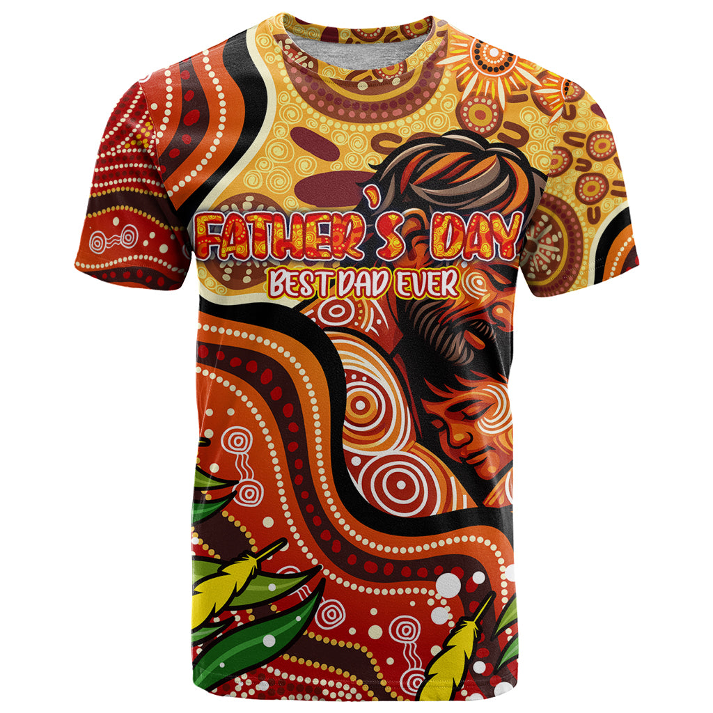 Custom Father's Day Australia T Shirt Best Dad Ever Aboriginal Art - Vibe Hoodie Shop