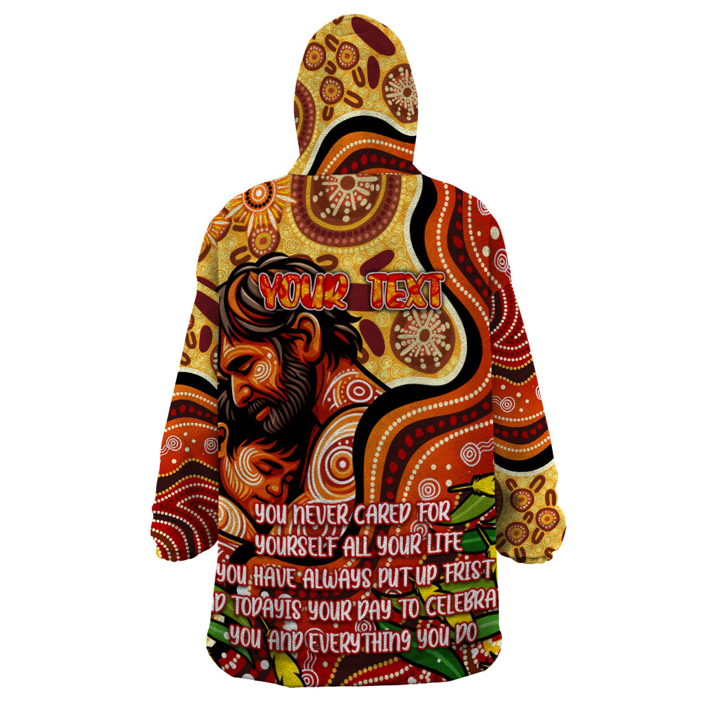 Custom Father's Day Australia Wearable Blanket Hoodie Best Dad Ever Aboriginal Art - Vibe Hoodie Shop