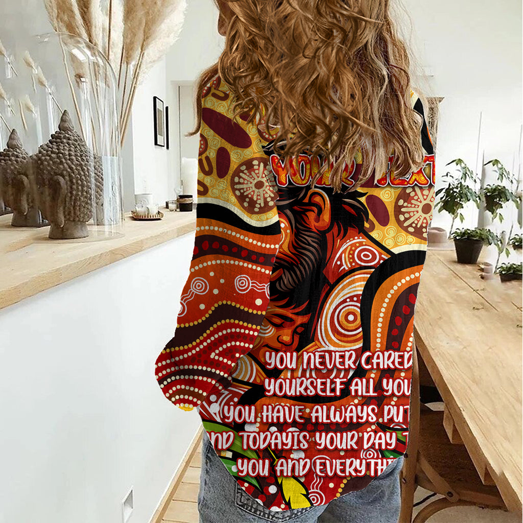 Custom Father's Day Australia Women Casual Shirt Best Dad Ever Aboriginal Art - Vibe Hoodie Shop