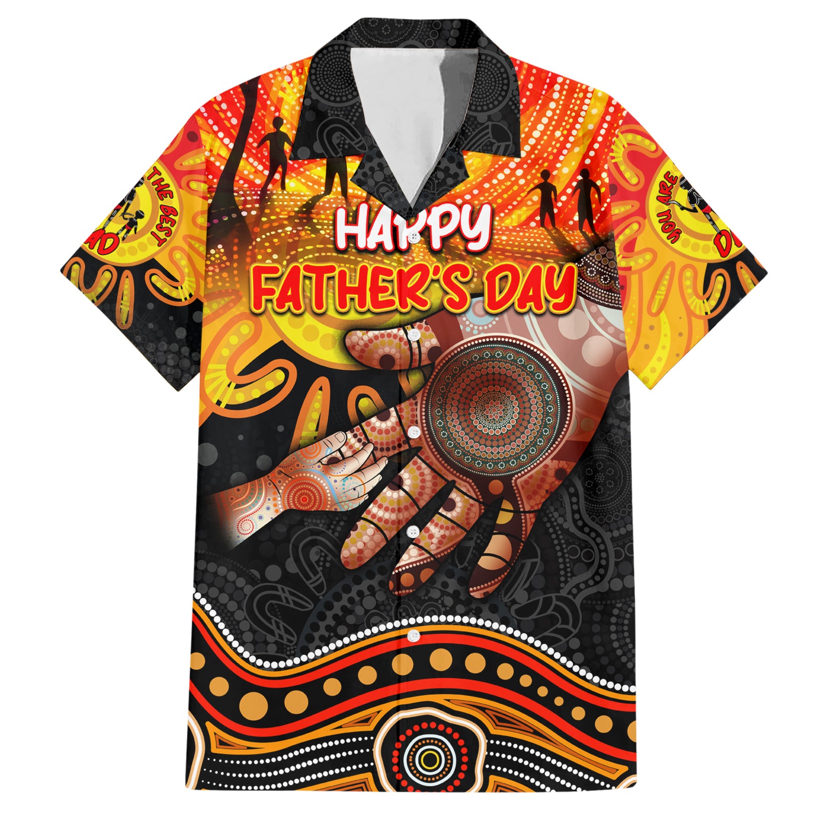 Personalised Happy Father's Day Hawaiian Shirt Best Dad Australia Aboriginal - Vibe Hoodie Shop