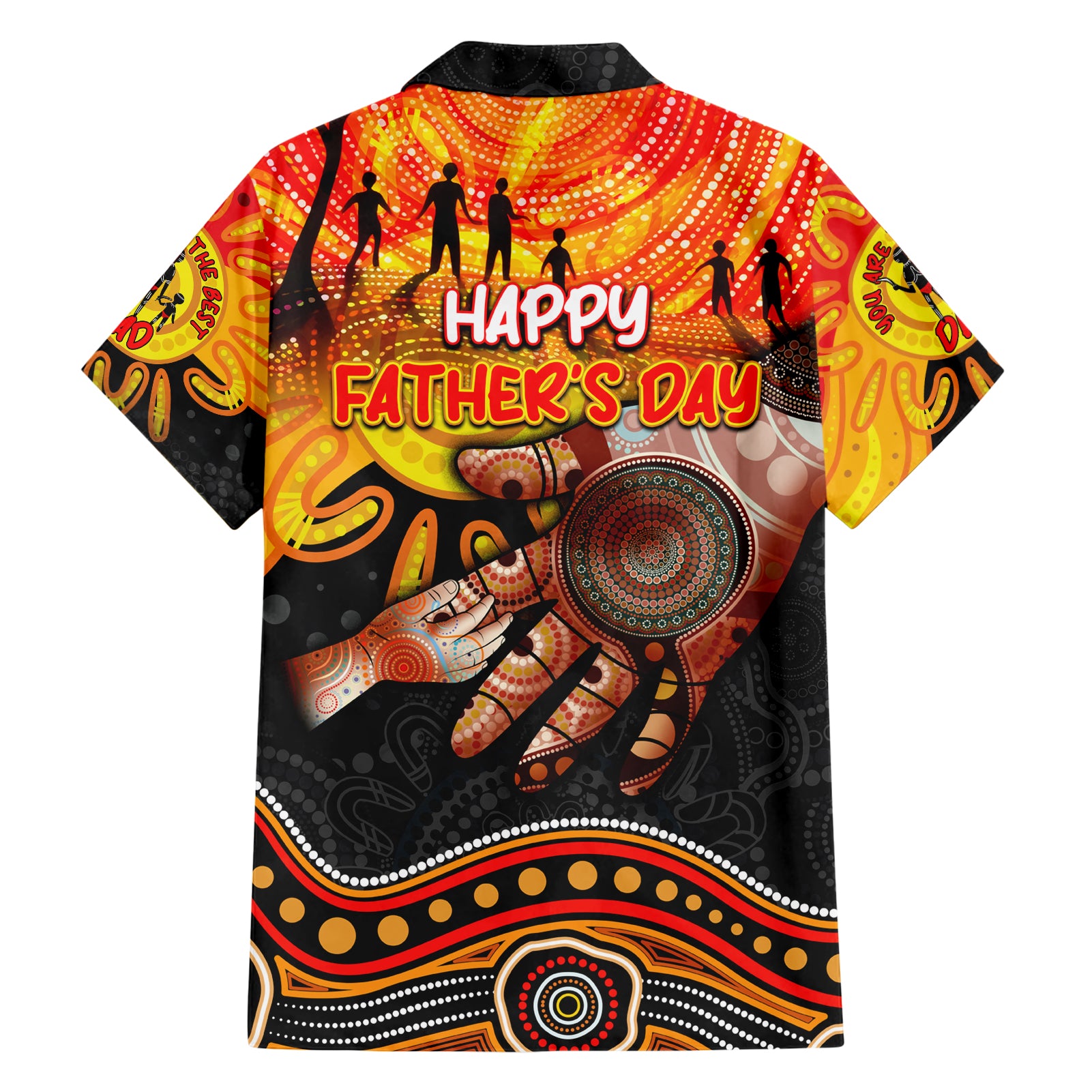 Personalised Happy Father's Day Hawaiian Shirt Best Dad Australia Aboriginal - Vibe Hoodie Shop