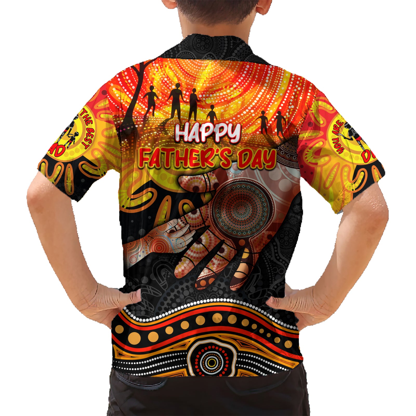 Personalised Happy Father's Day Hawaiian Shirt Best Dad Australia Aboriginal - Vibe Hoodie Shop