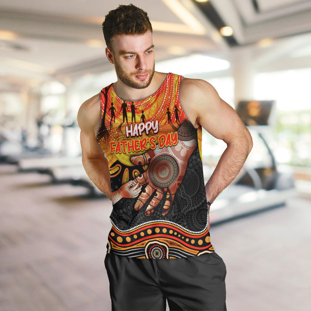 Personalised Happy Father's Day Men Tank Top Best Dad Australia Aboriginal - Vibe Hoodie Shop