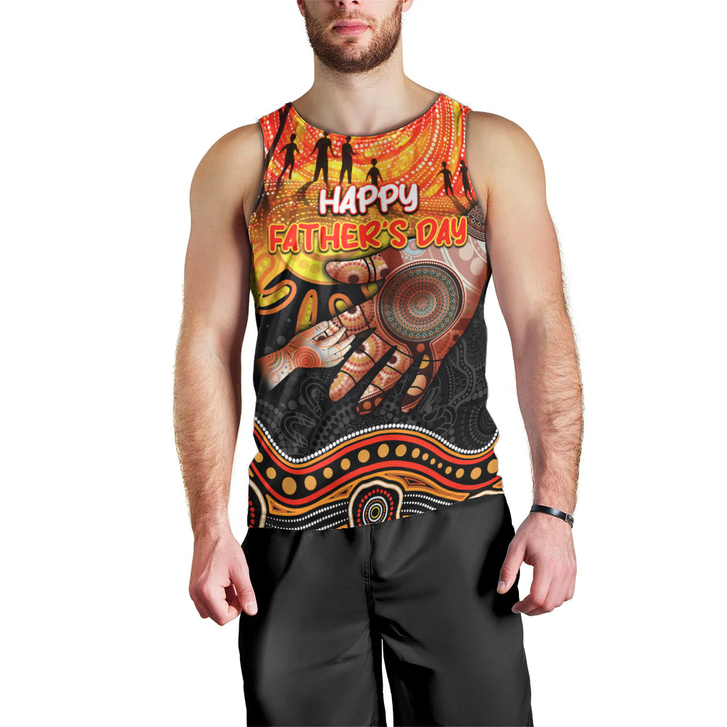 Personalised Happy Father's Day Men Tank Top Best Dad Australia Aboriginal - Vibe Hoodie Shop