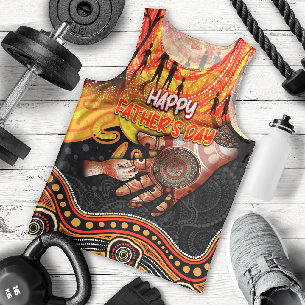 Personalised Happy Father's Day Men Tank Top Best Dad Australia Aboriginal - Vibe Hoodie Shop