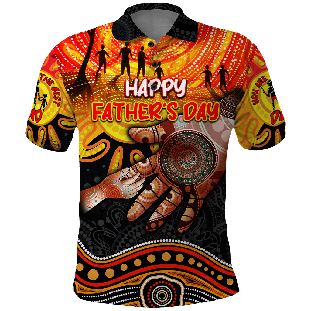 Personalised Happy Father's Day Polo Shirt Best Dad Australia Aboriginal - Vibe Hoodie Shop