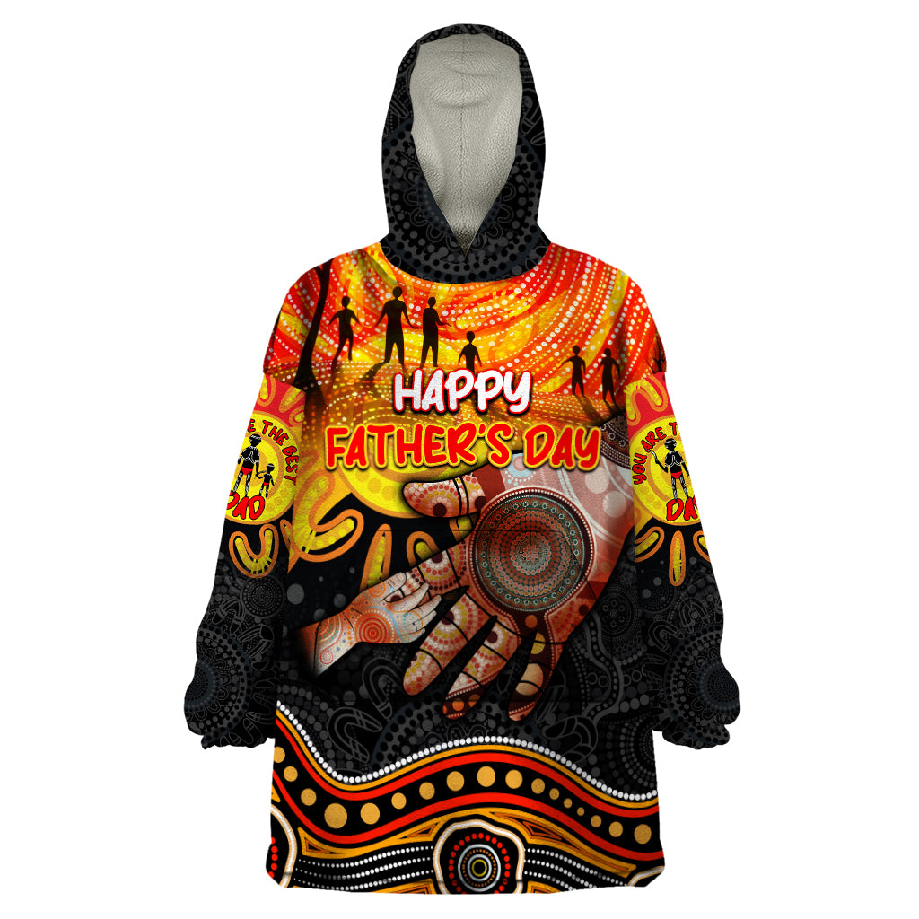 Personalised Happy Father's Day Wearable Blanket Hoodie Best Dad Australia Aboriginal - Vibe Hoodie Shop