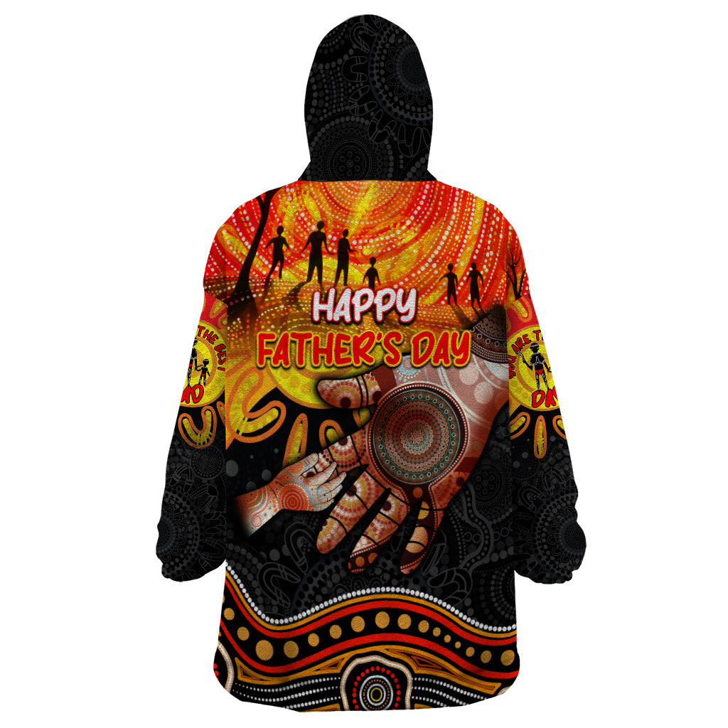 Personalised Happy Father's Day Wearable Blanket Hoodie Best Dad Australia Aboriginal - Vibe Hoodie Shop