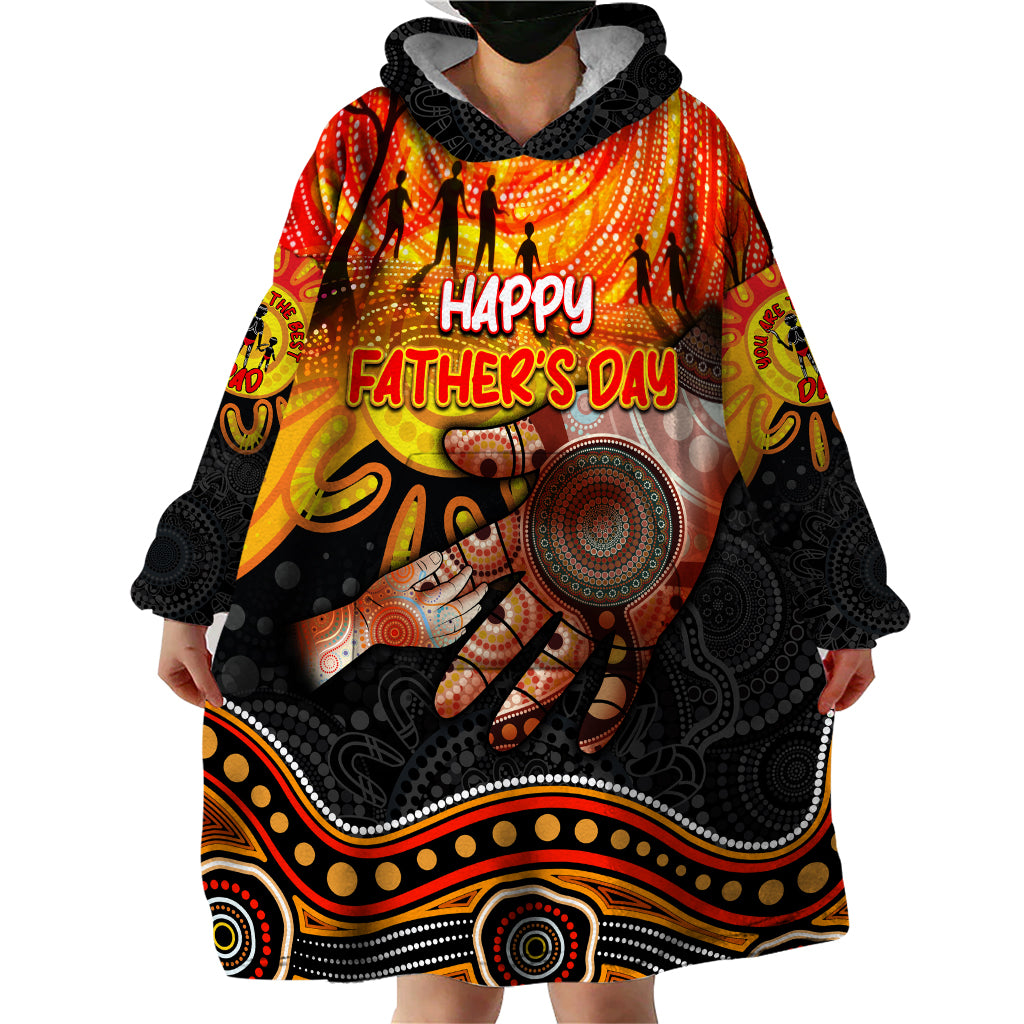 Personalised Happy Father's Day Wearable Blanket Hoodie Best Dad Australia Aboriginal - Vibe Hoodie Shop