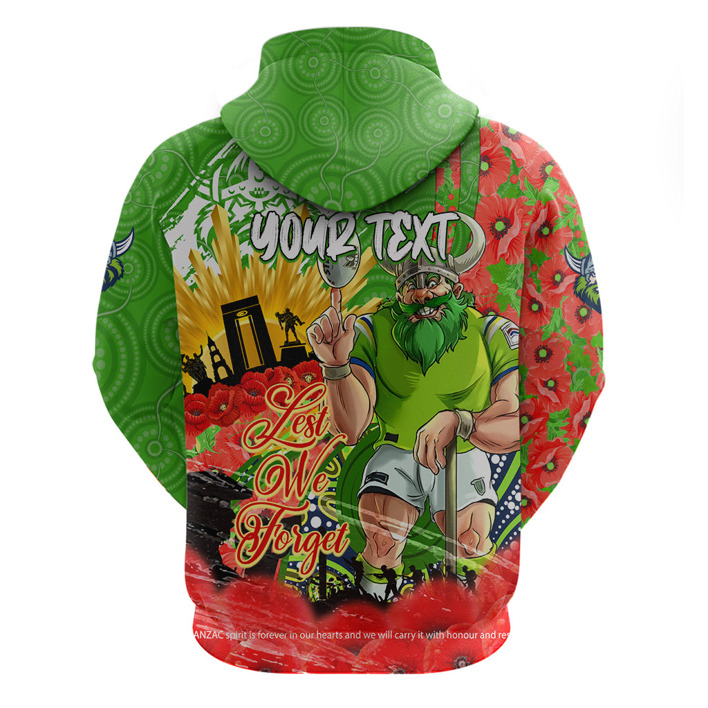 Personalised Mascot Raiders ANZAC Hoodie Lest We Forget - Vibe Hoodie Shop
