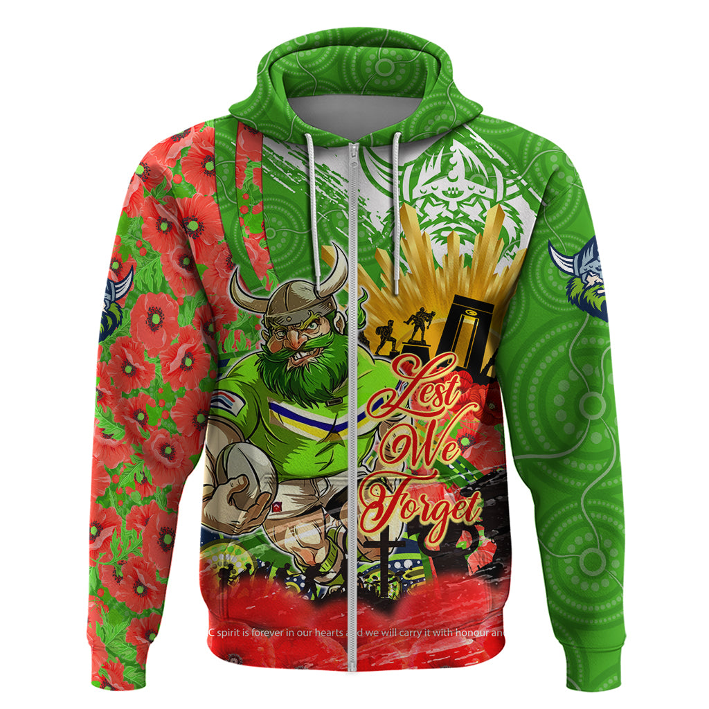 Personalised Mascot Raiders ANZAC Hoodie Lest We Forget - Vibe Hoodie Shop