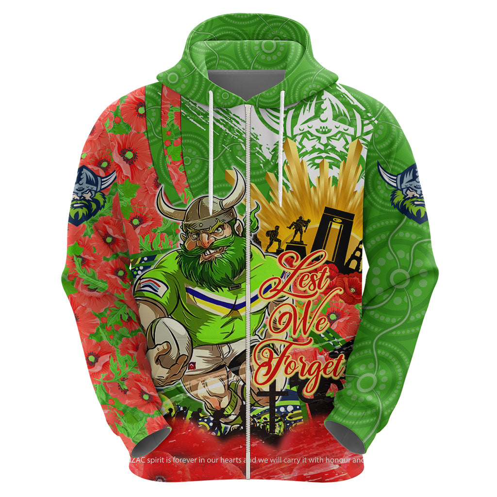 Personalised Mascot Raiders ANZAC Hoodie Lest We Forget - Vibe Hoodie Shop
