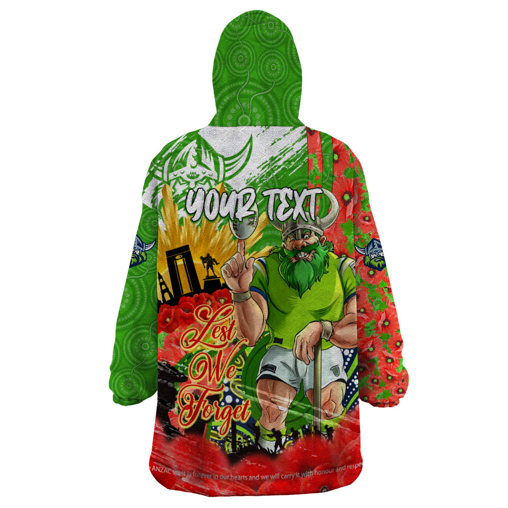 Personalised Mascot Raiders ANZAC Wearable Blanket Hoodie Lest We Forget - Vibe Hoodie Shop