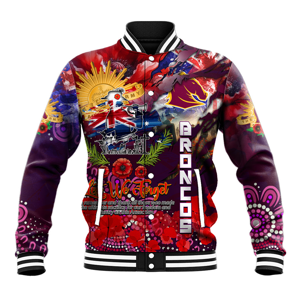 Personalised Australia Rugby Broncos ANZAC Baseball Jacket Brisbane Scratch Style - Vibe Hoodie Shop