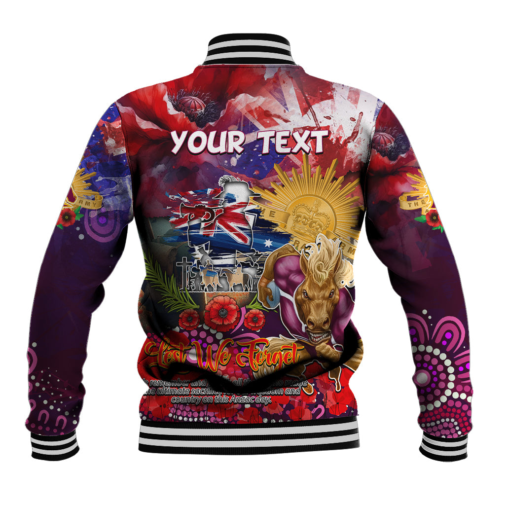 Personalised Australia Rugby Broncos ANZAC Baseball Jacket Brisbane Scratch Style - Vibe Hoodie Shop