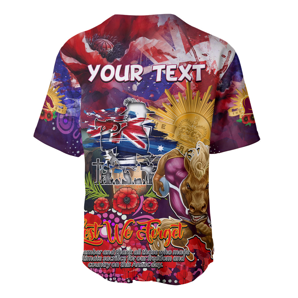 Personalised Australia Rugby Broncos ANZAC Baseball Jersey Brisbane Scratch Style - Vibe Hoodie Shop