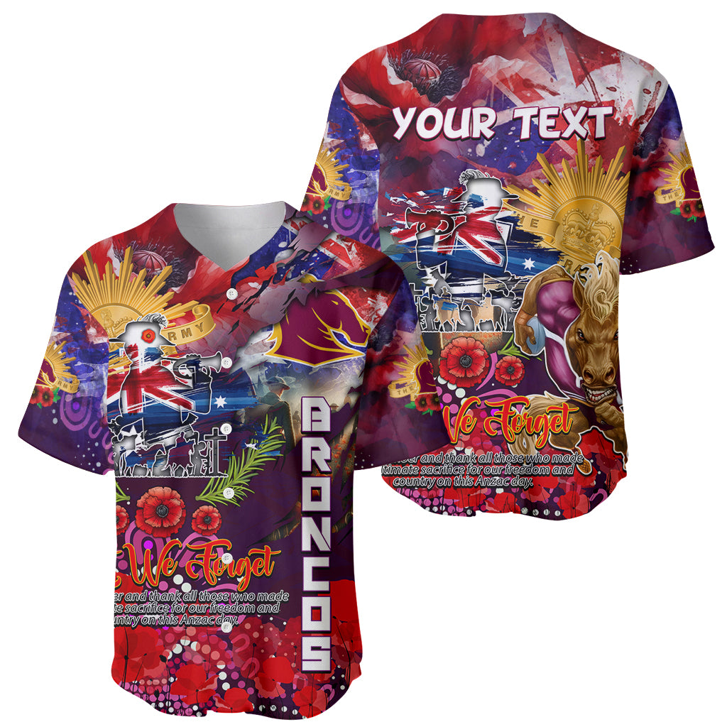 Personalised Australia Rugby Broncos ANZAC Baseball Jersey Brisbane Scratch Style - Vibe Hoodie Shop
