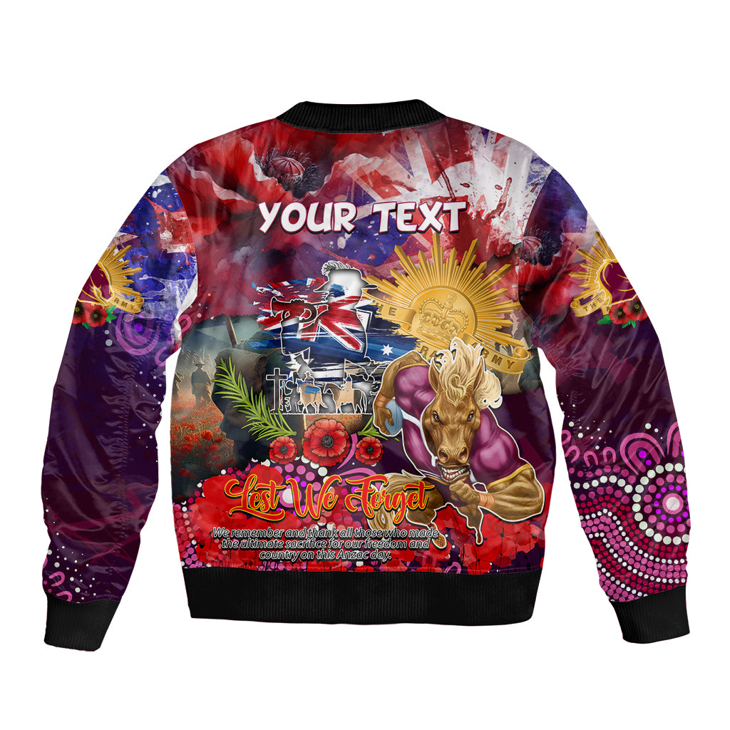 Personalised Australia Rugby Broncos ANZAC Bomber Jacket Brisbane Scratch Style - Vibe Hoodie Shop