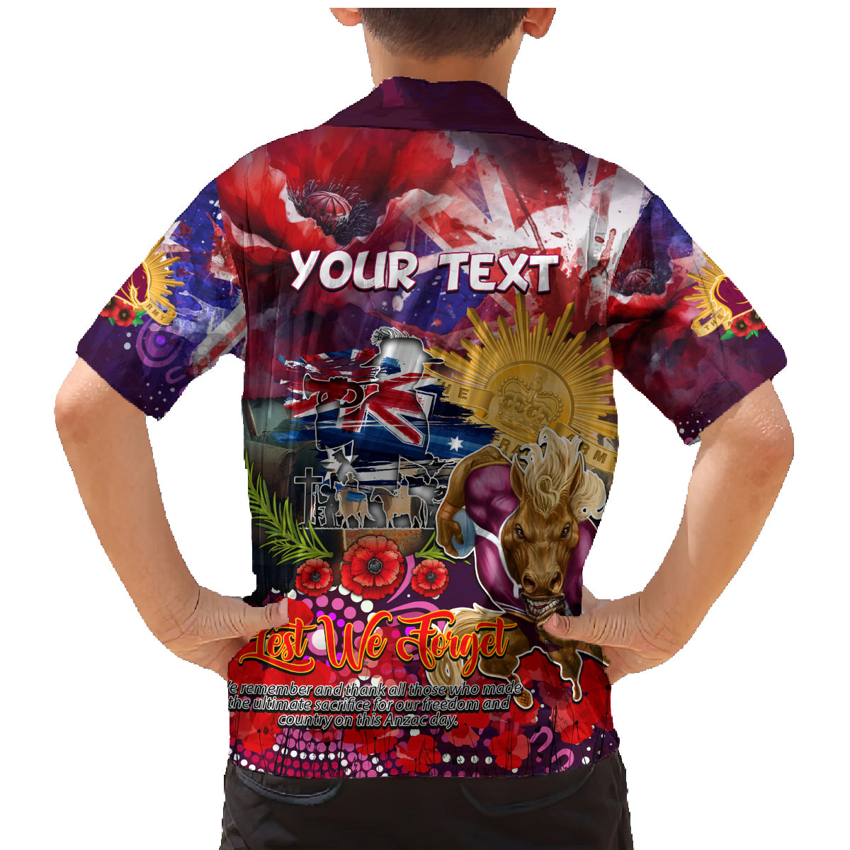 Personalised Australia Rugby Broncos ANZAC Family Matching Mermaid Dress and Hawaiian Shirt Brisbane Scratch Style
