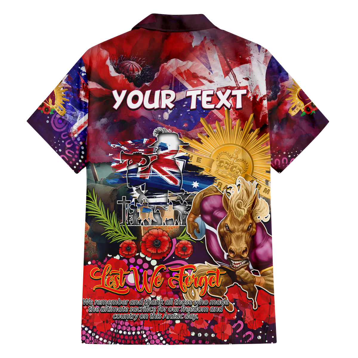 Personalised Australia Rugby Broncos ANZAC Family Matching Off The Shoulder Long Sleeve Dress and Hawaiian Shirt Brisbane Scratch Style