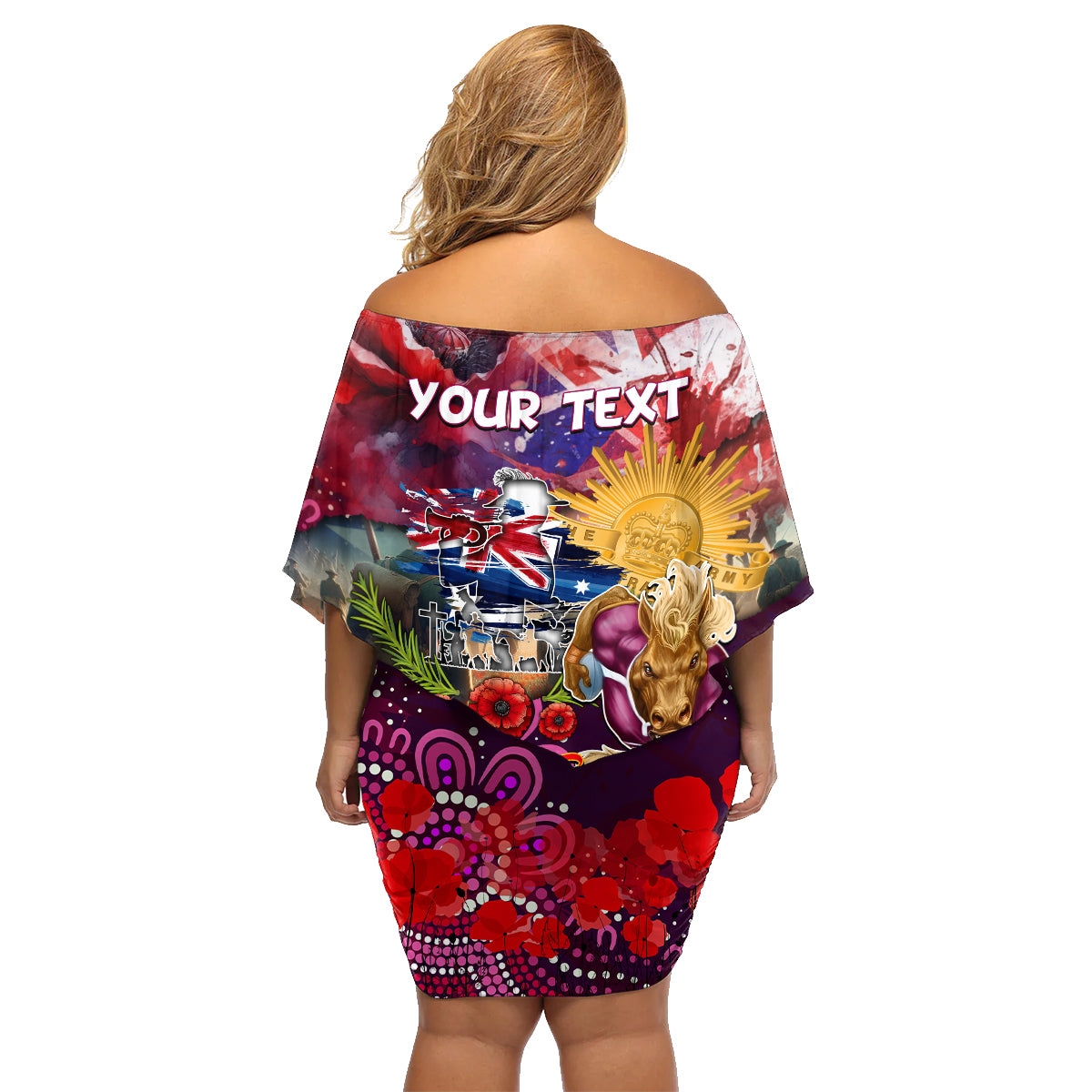 Personalised Australia Rugby Broncos ANZAC Family Matching Off Shoulder Short Dress and Hawaiian Shirt Brisbane Scratch Style