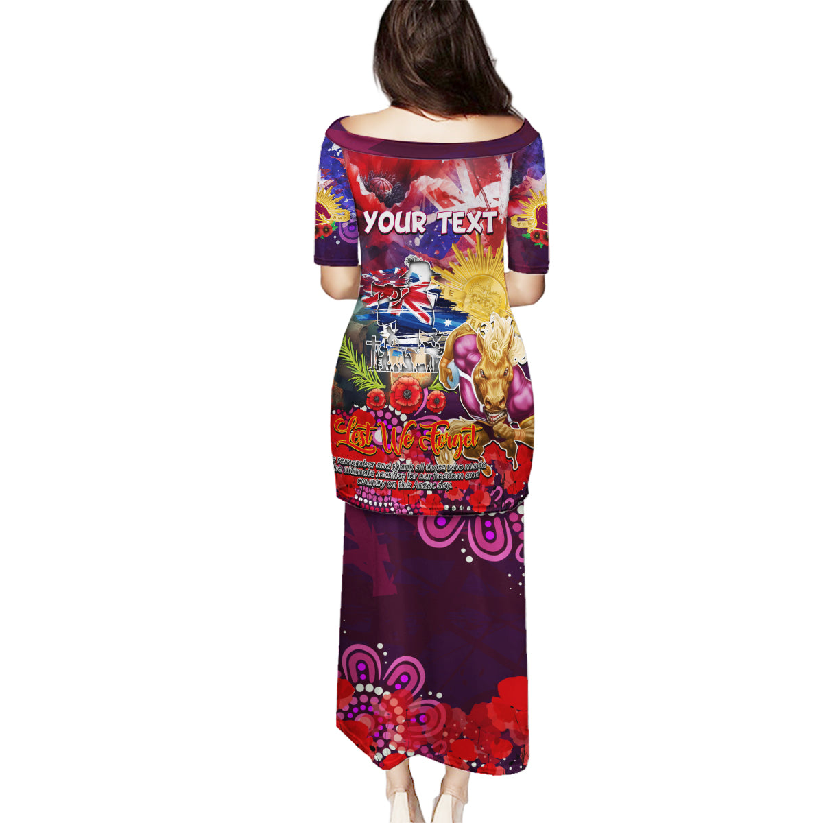 Personalised Australia Rugby Broncos ANZAC Family Matching Puletasi and Hawaiian Shirt Brisbane Scratch Style