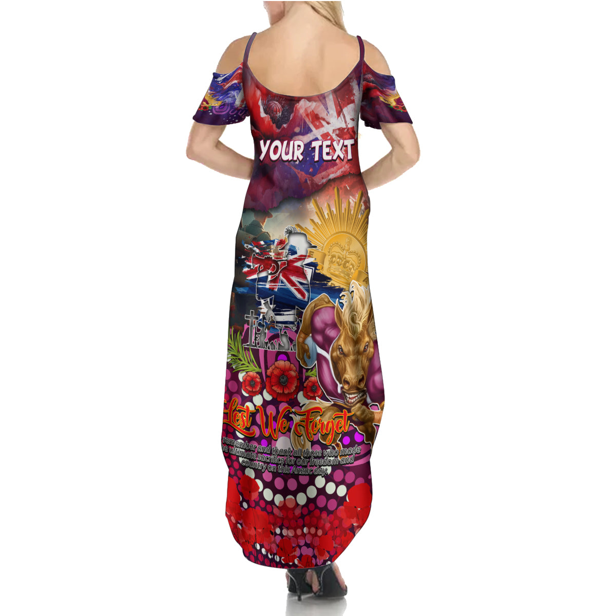 Personalised Australia Rugby Broncos ANZAC Family Matching Summer Maxi Dress and Hawaiian Shirt Brisbane Scratch Style