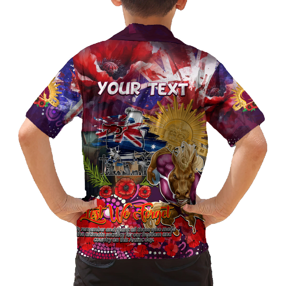 Personalised Australia Rugby Broncos ANZAC Family Matching Tank Maxi Dress and Hawaiian Shirt Brisbane Scratch Style