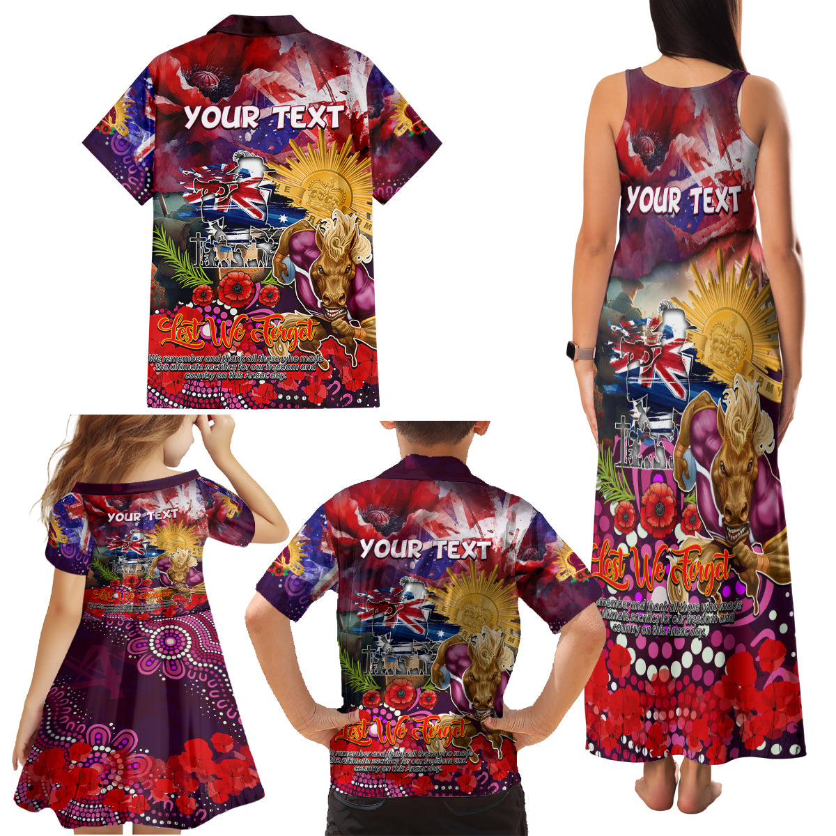 Personalised Australia Rugby Broncos ANZAC Family Matching Tank Maxi Dress and Hawaiian Shirt Brisbane Scratch Style