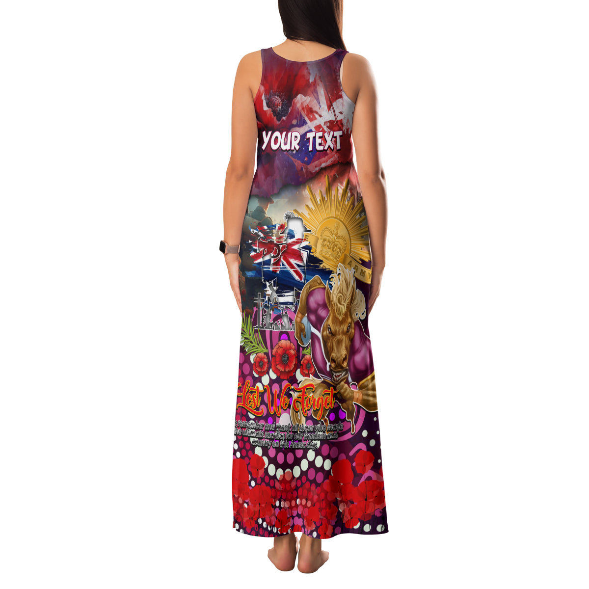 Personalised Australia Rugby Broncos ANZAC Family Matching Tank Maxi Dress and Hawaiian Shirt Brisbane Scratch Style
