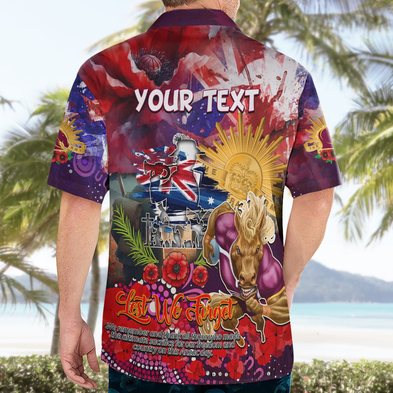 Personalised Australia Rugby Broncos ANZAC Hawaiian Shirt Brisbane Scratch Style - Vibe Hoodie Shop