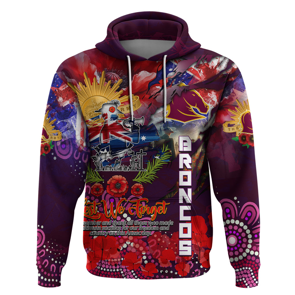 Personalised Australia Rugby Broncos ANZAC Hoodie Brisbane Scratch Style - Vibe Hoodie Shop