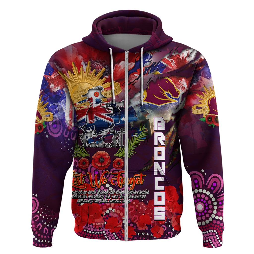 Personalised Australia Rugby Broncos ANZAC Hoodie Brisbane Scratch Style - Vibe Hoodie Shop
