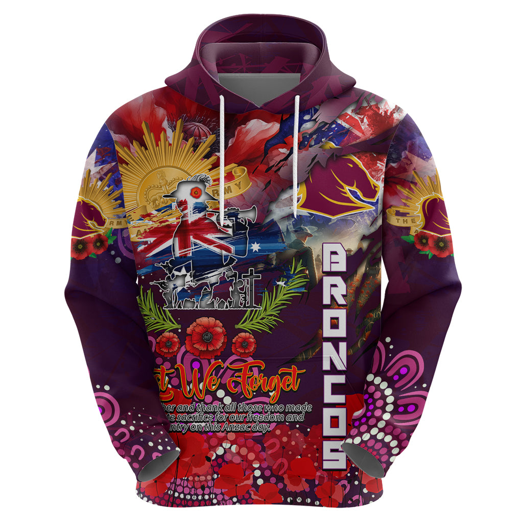 Personalised Australia Rugby Broncos ANZAC Hoodie Brisbane Scratch Style - Vibe Hoodie Shop