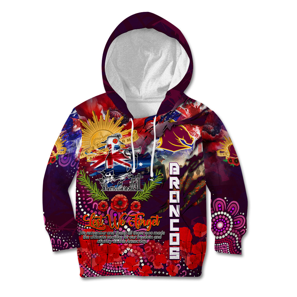 Personalised Australia Rugby Broncos ANZAC Kid Hoodie Brisbane Scratch Style - Vibe Hoodie Shop