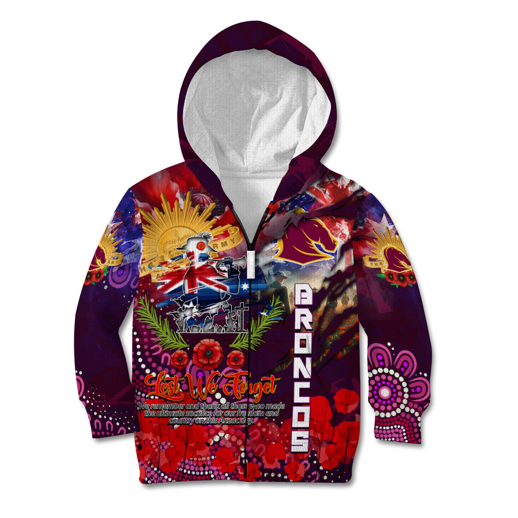 Personalised Australia Rugby Broncos ANZAC Kid Hoodie Brisbane Scratch Style - Vibe Hoodie Shop