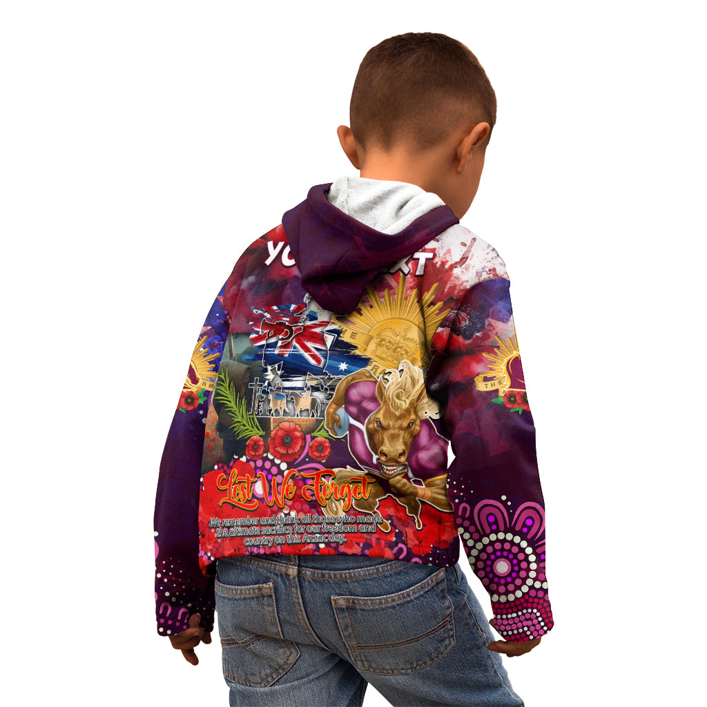 Personalised Australia Rugby Broncos ANZAC Kid Hoodie Brisbane Scratch Style - Vibe Hoodie Shop
