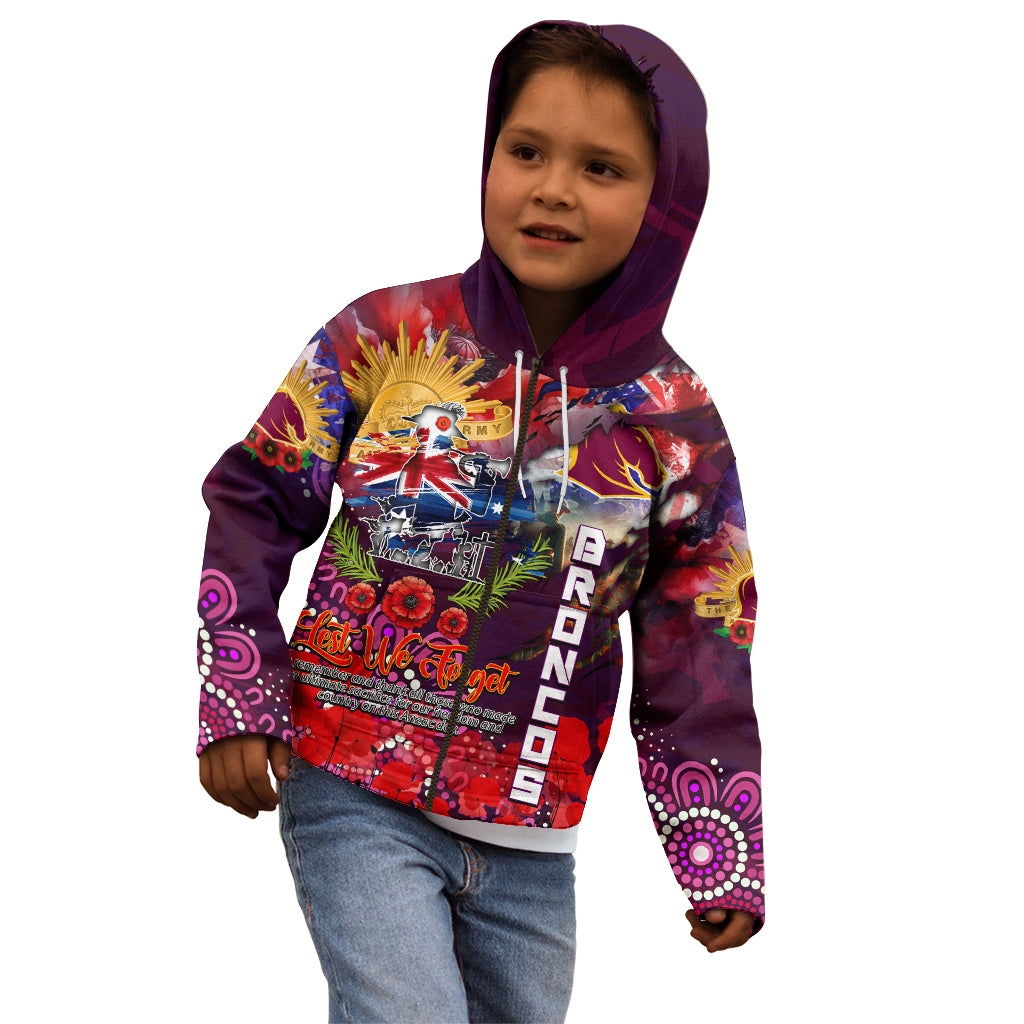 Personalised Australia Rugby Broncos ANZAC Kid Hoodie Brisbane Scratch Style - Vibe Hoodie Shop