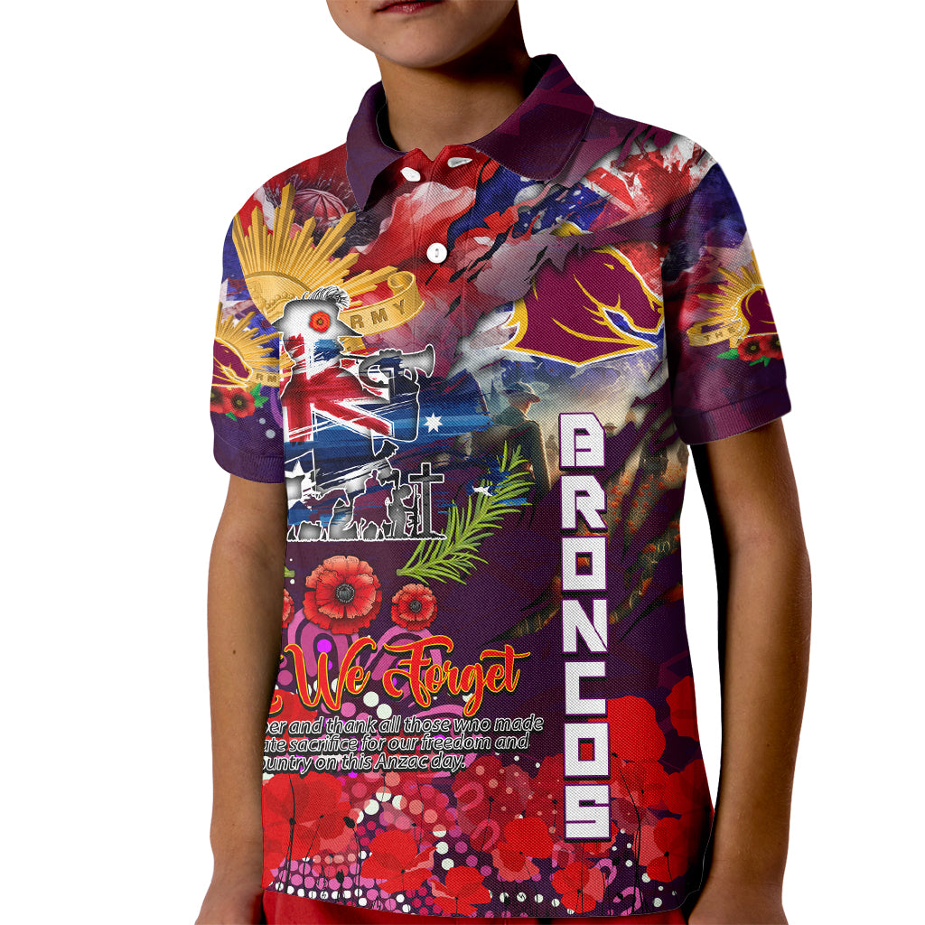 Personalised Australia Rugby Broncos ANZAC Kid Polo Shirt Brisbane Scratch Style - Vibe Hoodie Shop