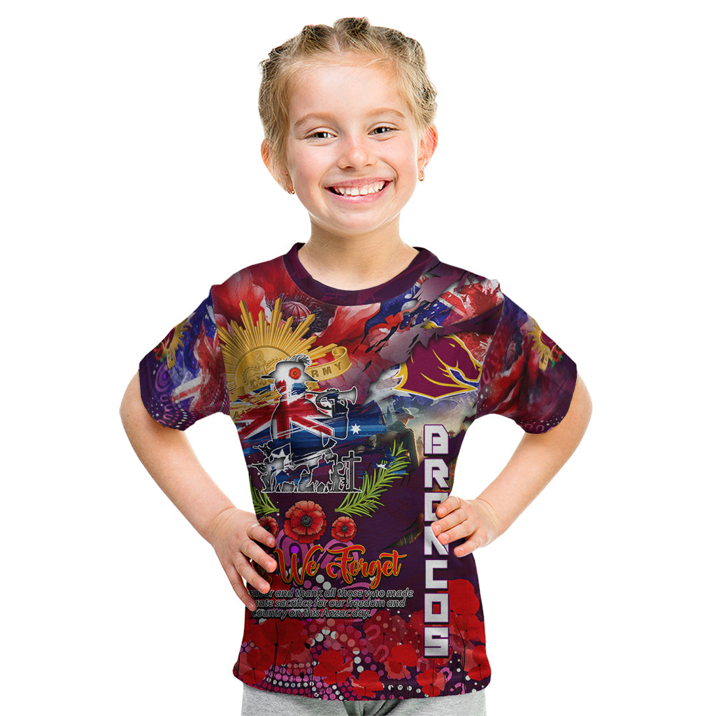Personalised Australia Rugby Broncos ANZAC Kid T Shirt Brisbane Scratch Style - Vibe Hoodie Shop