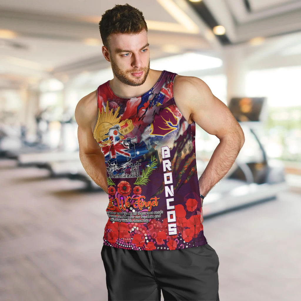Personalised Australia Rugby Broncos ANZAC Men Tank Top Brisbane Scratch Style - Vibe Hoodie Shop