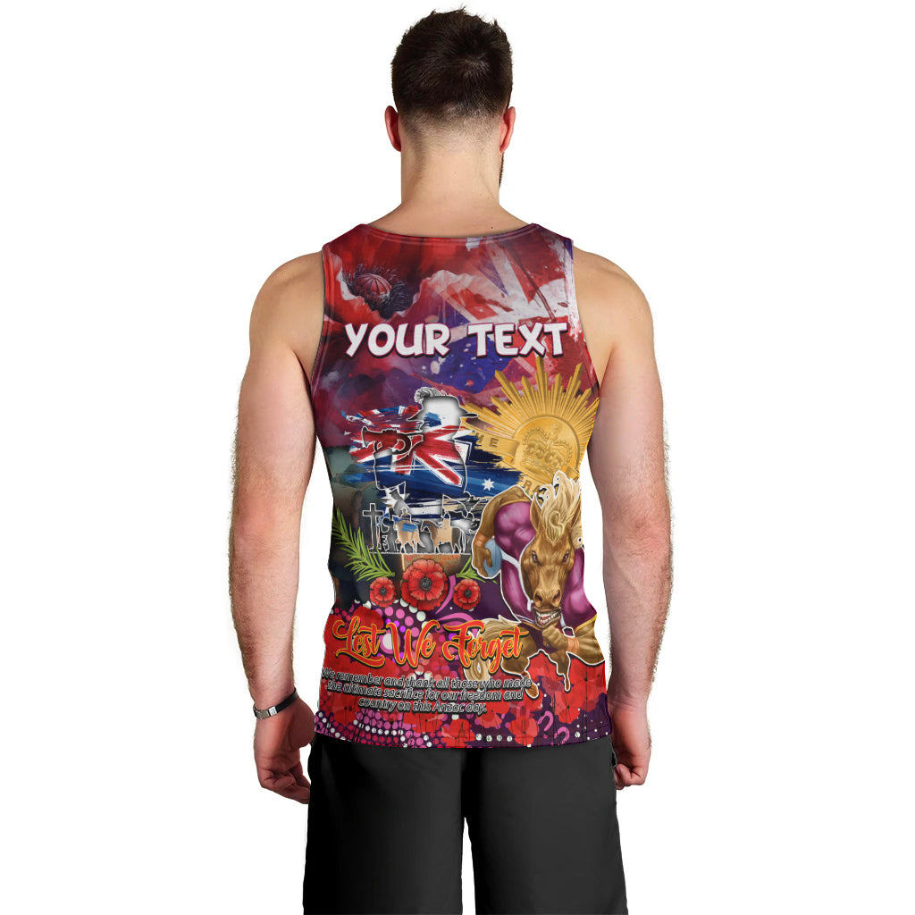 Personalised Australia Rugby Broncos ANZAC Men Tank Top Brisbane Scratch Style - Vibe Hoodie Shop