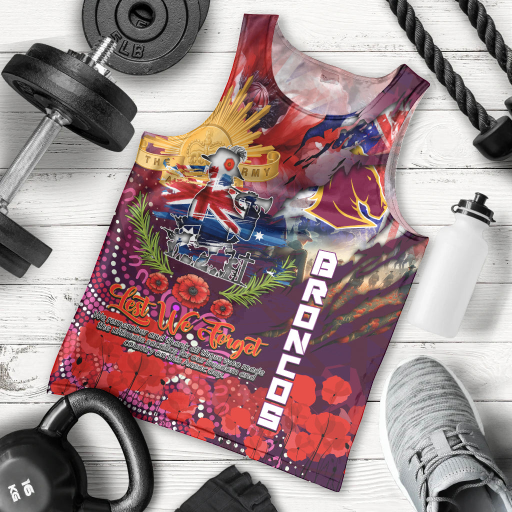 Personalised Australia Rugby Broncos ANZAC Men Tank Top Brisbane Scratch Style - Vibe Hoodie Shop