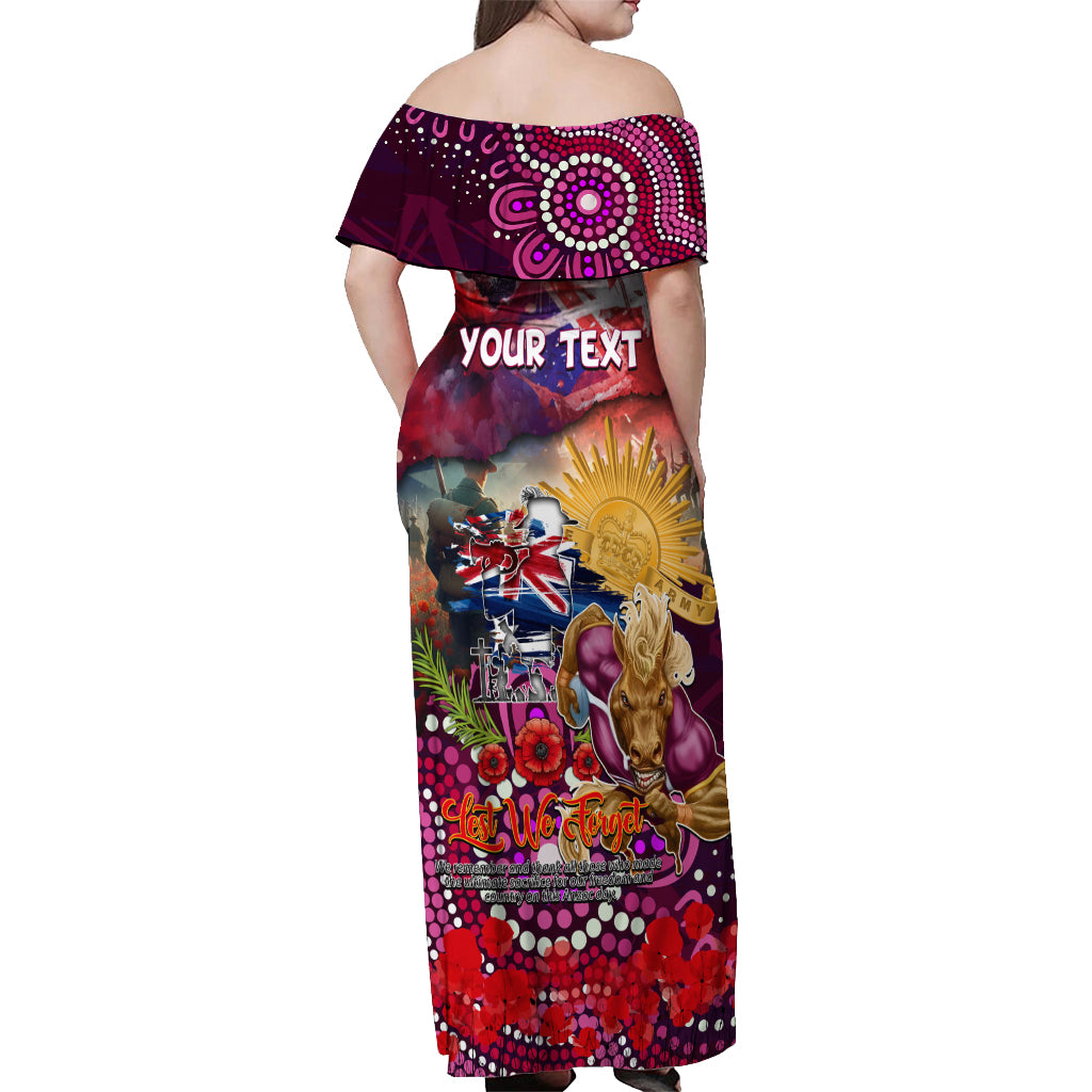 Personalised Australia Rugby Broncos ANZAC Off Shoulder Maxi Dress Brisbane Scratch Style