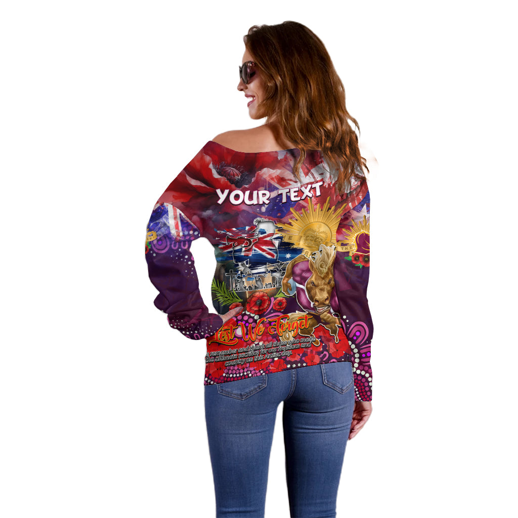 Personalised Australia Rugby Broncos ANZAC Off Shoulder Sweater Brisbane Scratch Style - Vibe Hoodie Shop