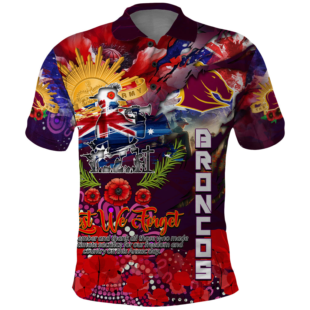 Personalised Australia Rugby Broncos ANZAC Polo Shirt Brisbane Scratch Style - Vibe Hoodie Shop