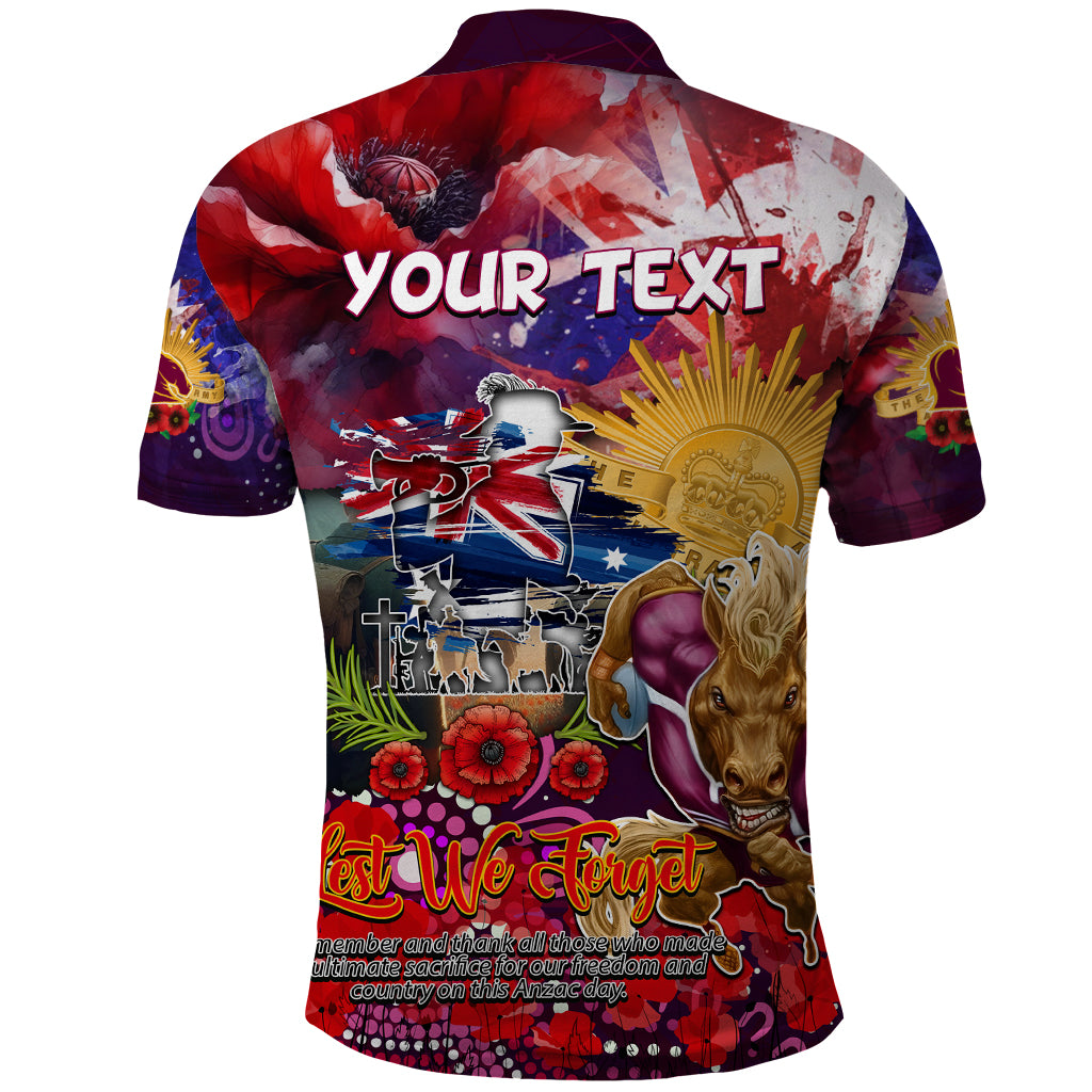 Personalised Australia Rugby Broncos ANZAC Polo Shirt Brisbane Scratch Style - Vibe Hoodie Shop