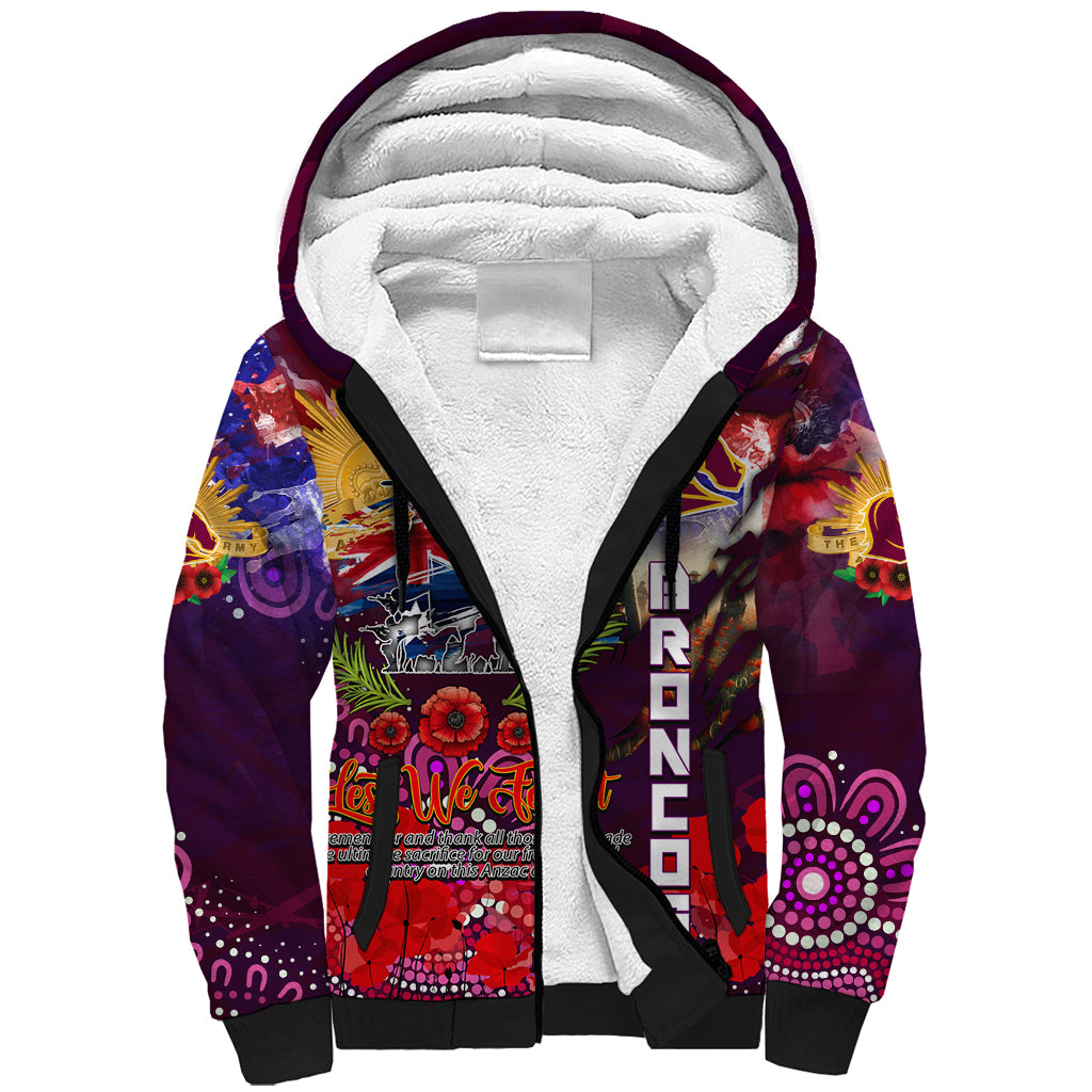 Personalised Australia Rugby Broncos ANZAC Sherpa Hoodie Brisbane Scratch Style - Vibe Hoodie Shop