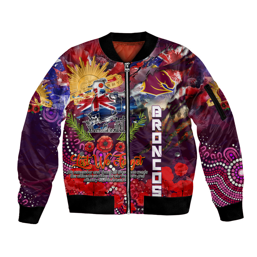Personalised Australia Rugby Broncos ANZAC Sleeve Zip Bomber Jacket Brisbane Scratch Style