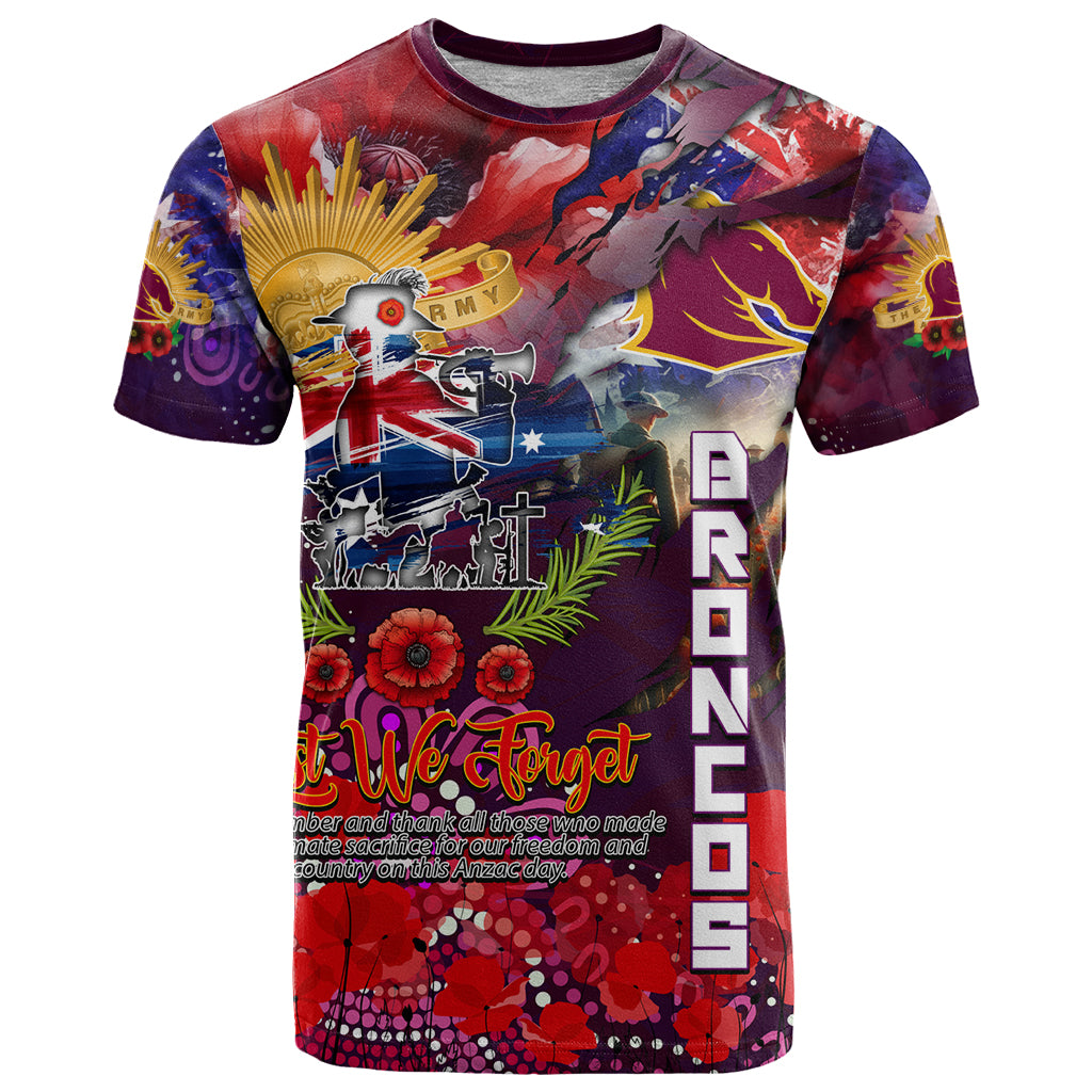 Personalised Australia Rugby Broncos ANZAC T Shirt Brisbane Scratch Style - Vibe Hoodie Shop